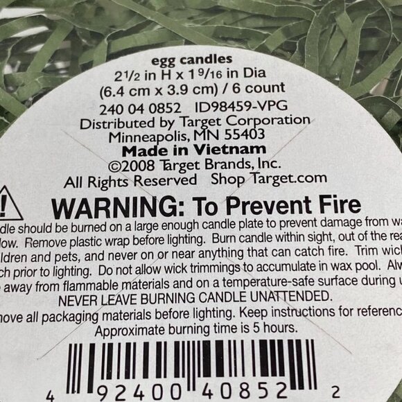 Target 6 Easter Egg Shaped Candles Bed Of Grass Gift Box - Picture 6 of 6